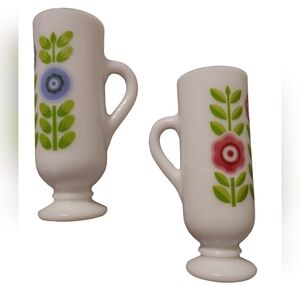 Vintage 1971 Avon Dutch Treat Demitasse Pedestal Cups 5" 1 Pink 1 Blue